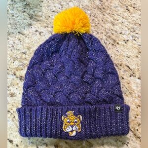 LSU Tigers Collegiate Tavern Cuffed Knit Beanie Skull Cap Hat with Pom by '47.